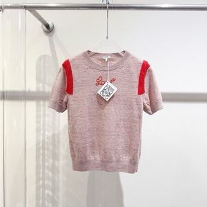 🚩steal authentic Loewe Red and Cream Short Sleeve Tee